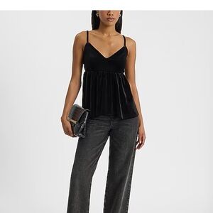 Velvet Babydoll Cami with V-Neckline